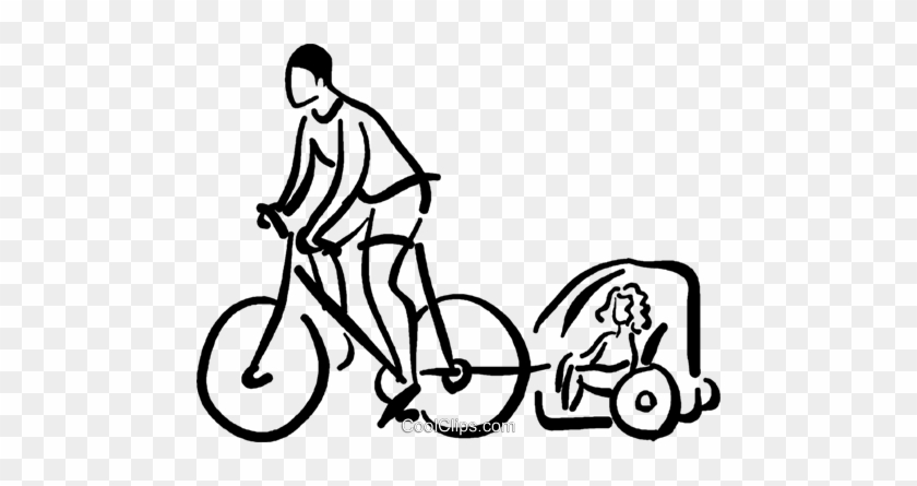 Cyclist On A Bike Pulling A Carriage Royalty Free Vector - Road Bicycle #1447366