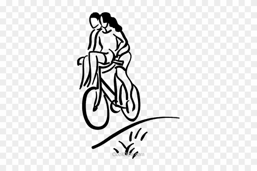 Cyclist With A Passenger Royalty Free Vector Clip Art - Line Art #1447369