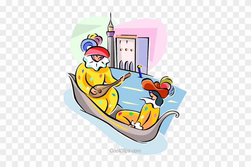 Couple In Gondola Royalty Free Vector Clip Art Illustration - Venise Cartoond #1447561