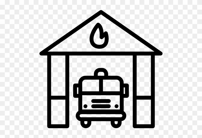 Graphic Free Stock Collection Icon - Fire Station Black And White #1447624
