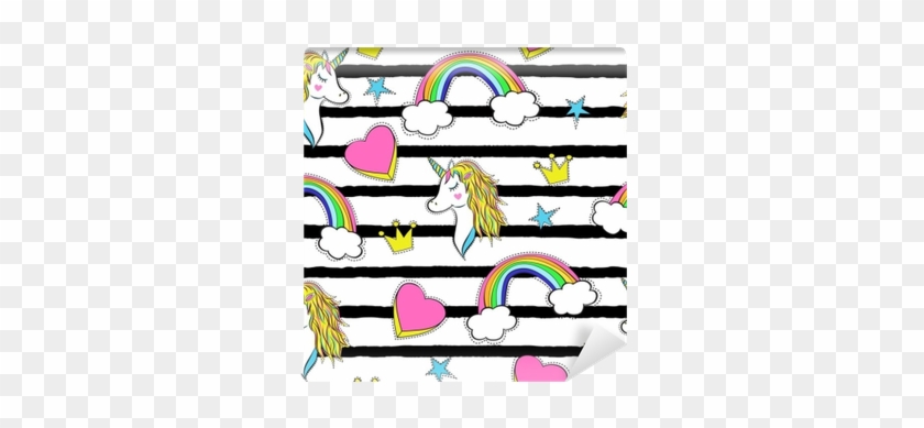 Picture Royalty Free Library Seamless Pattern With - Stripes And Unicorns Journal #1448083
