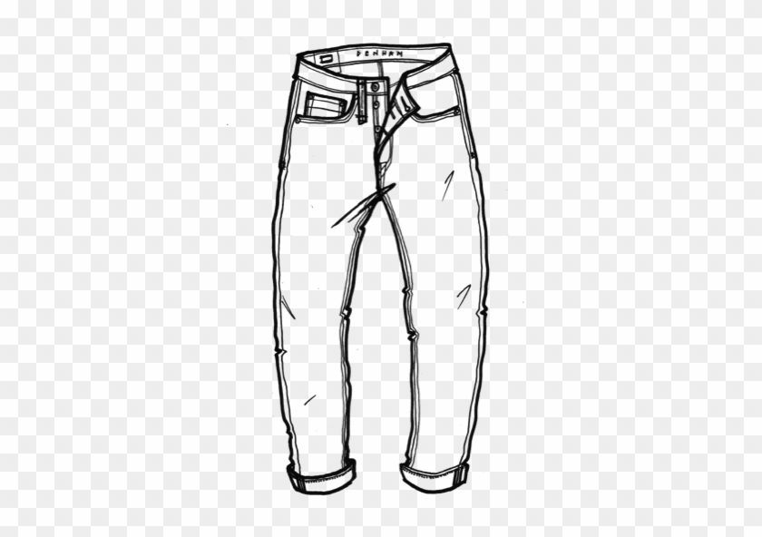 Vector Free Library Men Fit Guide Denham Razor Slim - Line Drawing Of Jeans #1448705