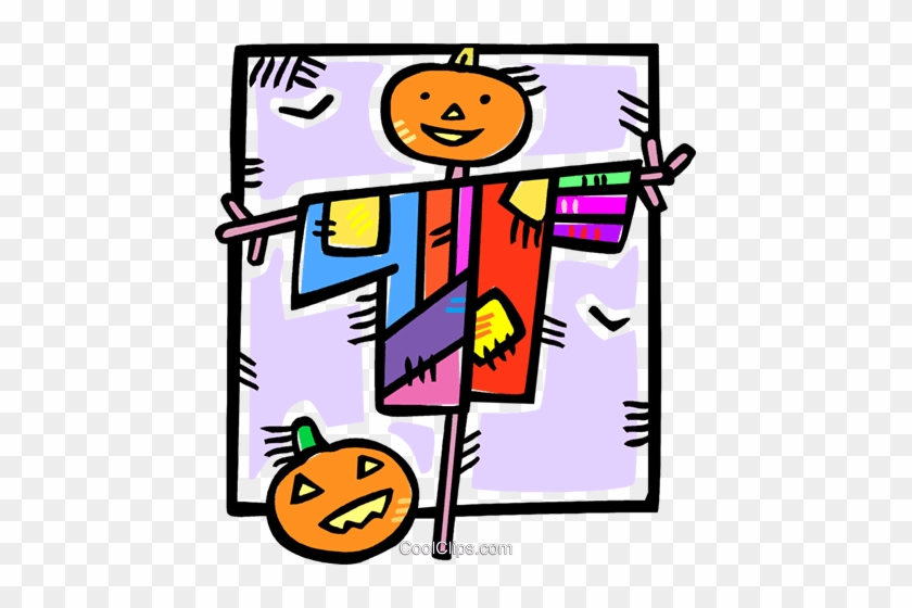 Scarecrow And A Pumpkin Royalty Free Vector Clip Art - Scarecrow And A Pumpkin Royalty Free Vector Clip Art #1448733