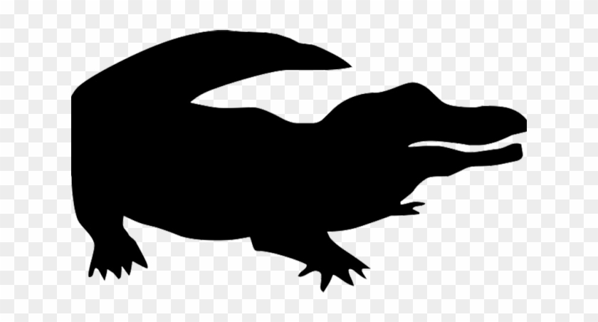 Swimming Clipart Shadow - Silhouette Crocodile Clipart #1448959