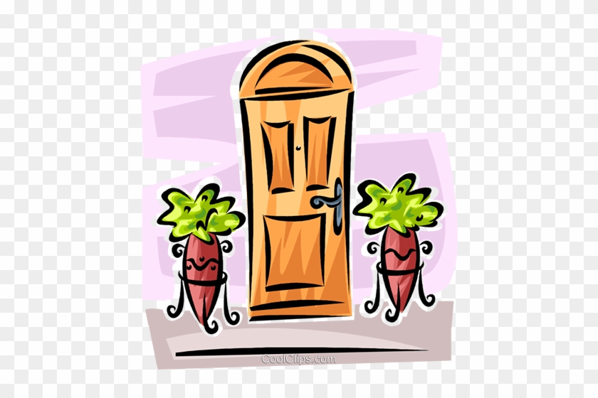 Potted Plants Outside Of A Door Royalty Free Vector - Illustration #1449138