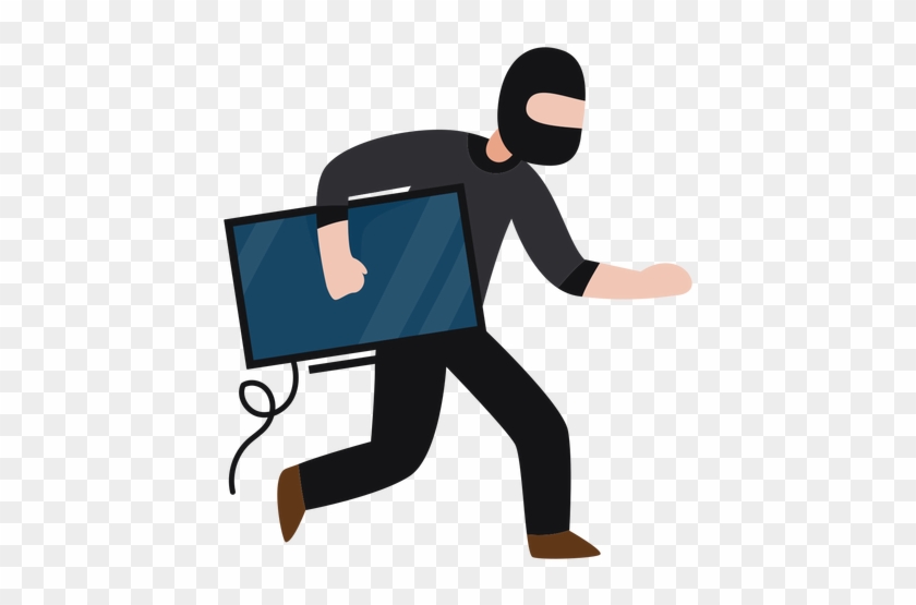 Clip Art Black And White Character Stealing Monitor - Bandido Png #1449835