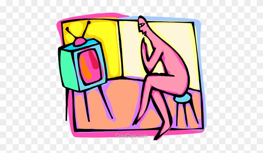 Figure Watching Tv Royalty Free Vector Clip Art Illustration - Figure Watching Tv Royalty Free Vector Clip Art Illustration #1449902