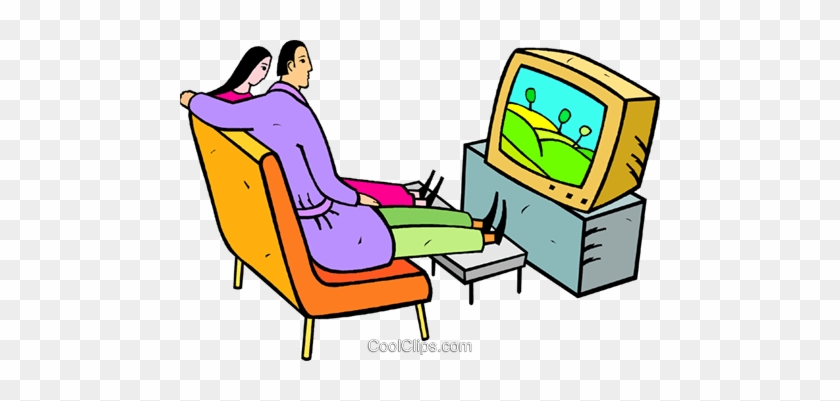 Couple Watching Television Royalty Free Vector Clip - Assistindo Tv Clipart #1449905