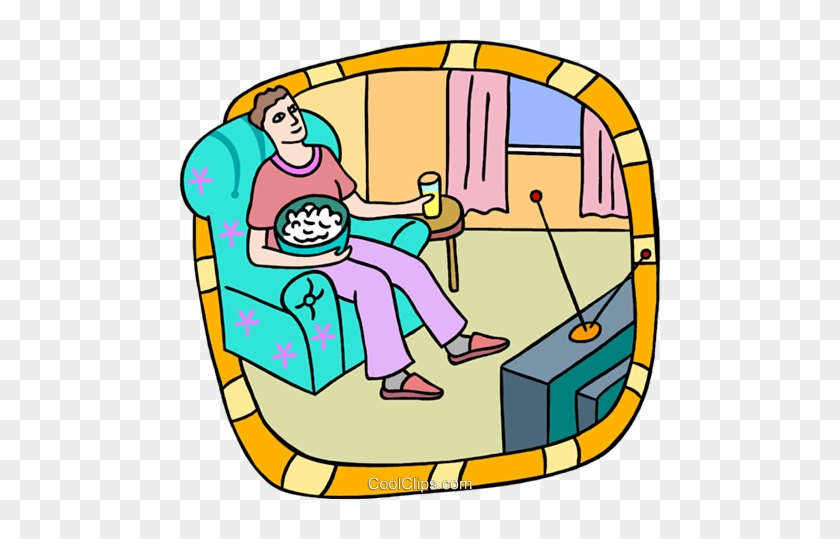 Person Watching Television Royalty Free Vector Clip - Television Clip Art #1449907