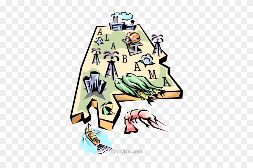Alabama Vignette Map Royalty Free Vector Clip Art Illustration - Map Of Alabama Clip Art #1450356