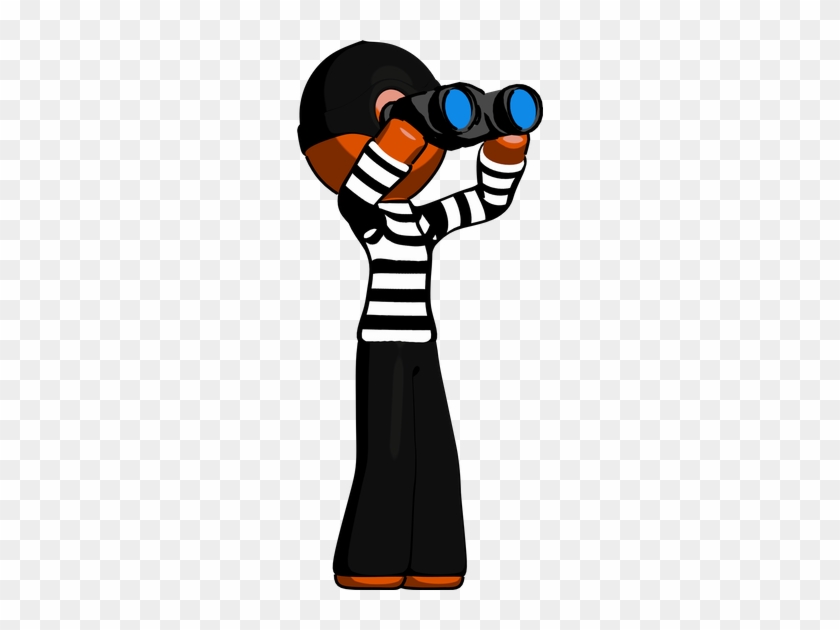 Orange Thief Man Looking Through Binoculars To The - Man #1450480