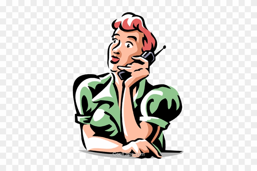 Woman Talking On The Phone Royalty Free Vector Clip - Falando Ao Telefone Png #1450701