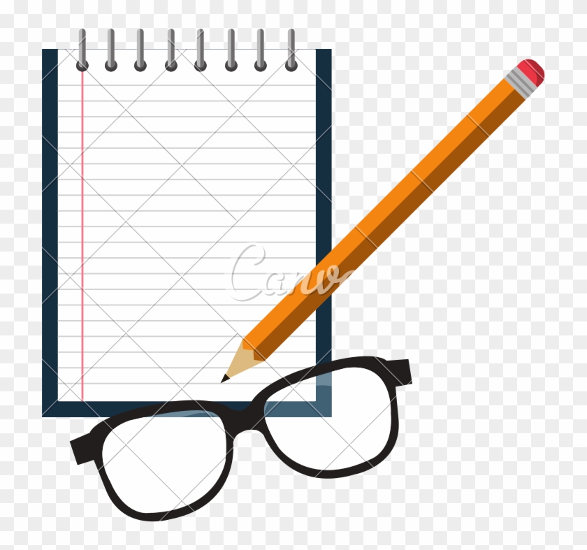Notebook Agend With Pencil And Glasses - Notebook Agend With Pencil And Glasses #1450776