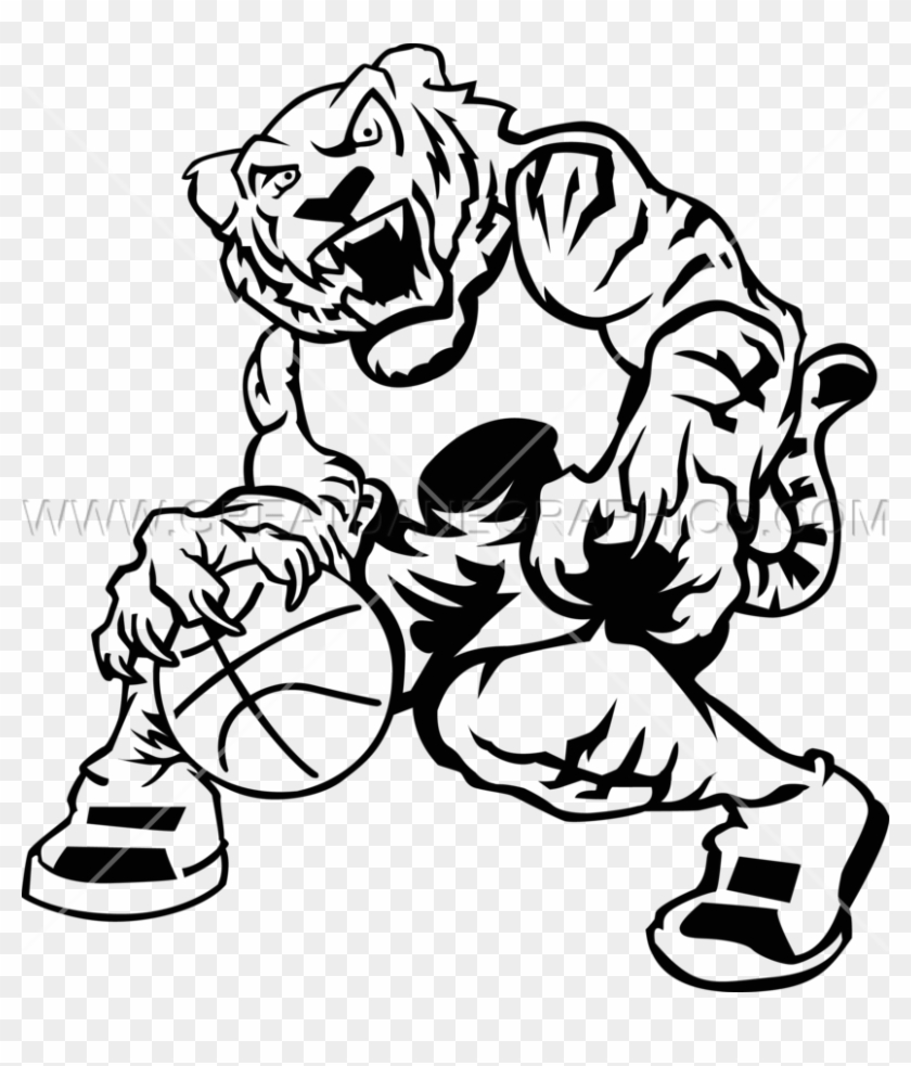 Jpg Black And White Production Ready Artwork For T - Tiger With Basketball Clipart Black And White #1450999