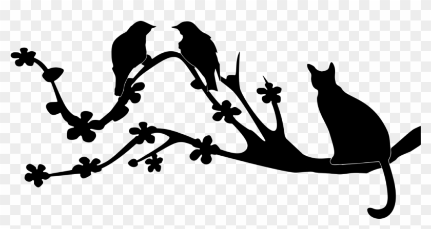 Cats And Birds Hunt Training A Free - Birds On A Branch Silhouette #1451510