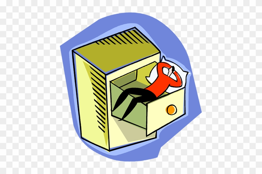 Taking A Nap In A Drawer Royalty Free Vector Clip Art - Cartoon #1451569