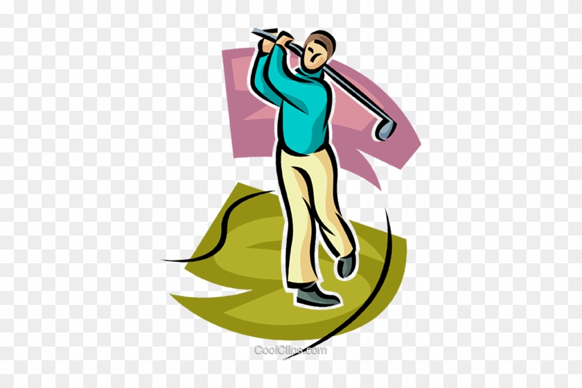 Golfer Taking A Swing Royalty Free Vector Clip Art - Person Golfing #1451574