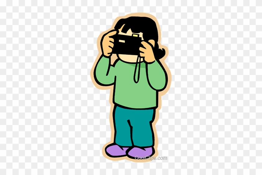 Girl Taking Picture With Camera Royalty Free Vector - Take Clipart #1451580