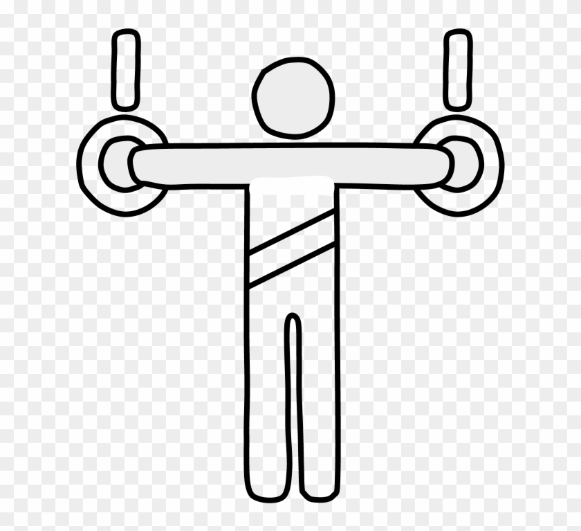 Gymnast, Rings, Black And White, Png - Cross #1451776