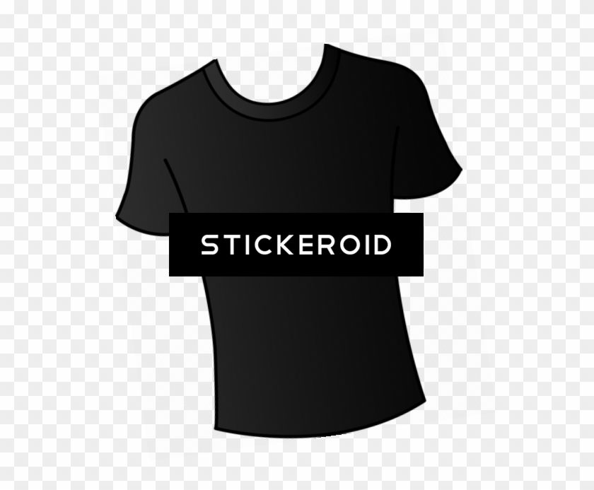 Black T-shirt Clip Art Round Neck - Active Shirt #1451897