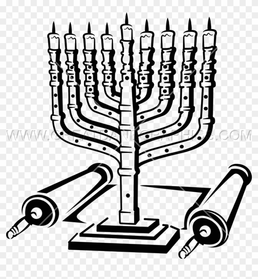 Picture Black And White Menorah Dreidel Production - Scalable Vector ...