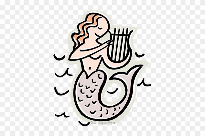 Mermaid Playing Harp Royalty Free Vector Clip Art Illustration - Clip Art #1452279