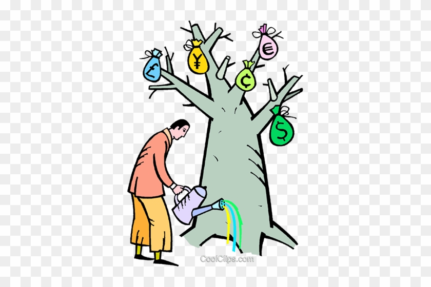 Man Watering The Money Tree Royalty Free Vector Clip - Emerging Market #1452509