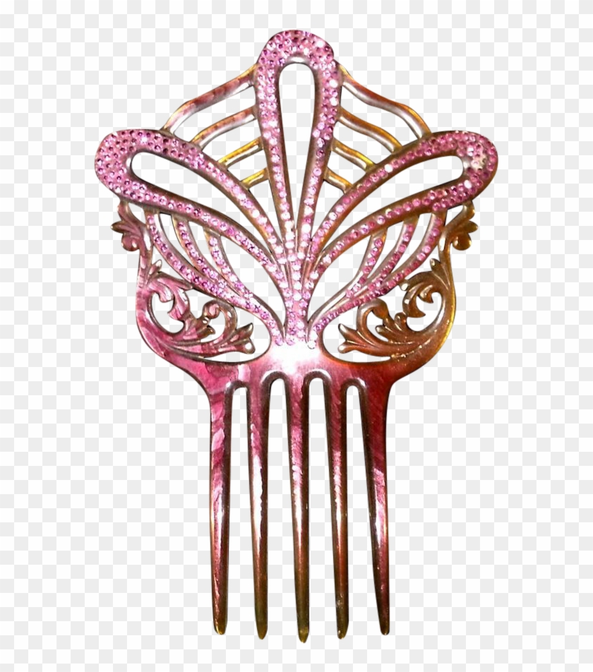 8" Large Amazing Vintage Art Nouveau Celluloid Hair - Comb #1452940