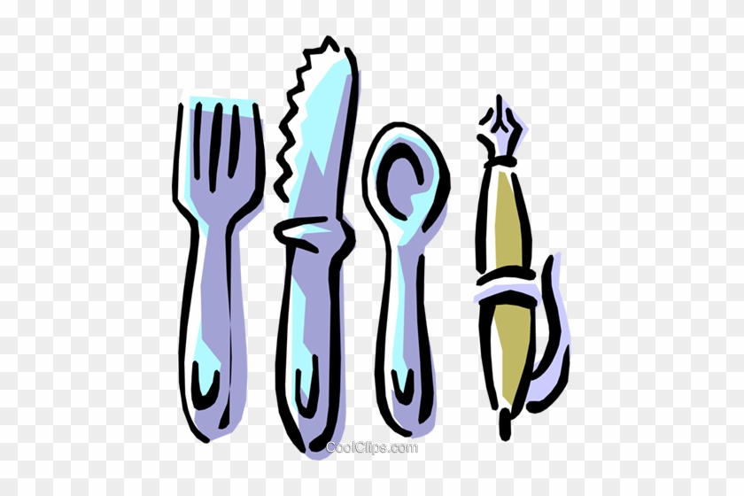 Eating Utensils With Pen Royalty Free Vector Clip Art - Meals And Memories: A Cookbook/memoir: Odyssey Project #1453176