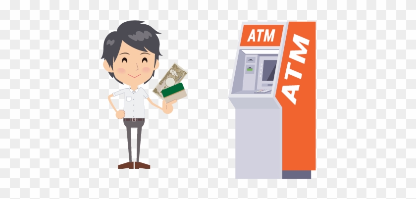 Chuyển Tiền Tại Máy Atm Đặt Bên Trong Cửa Hàng Sử Dụng - Cartoon #1453252