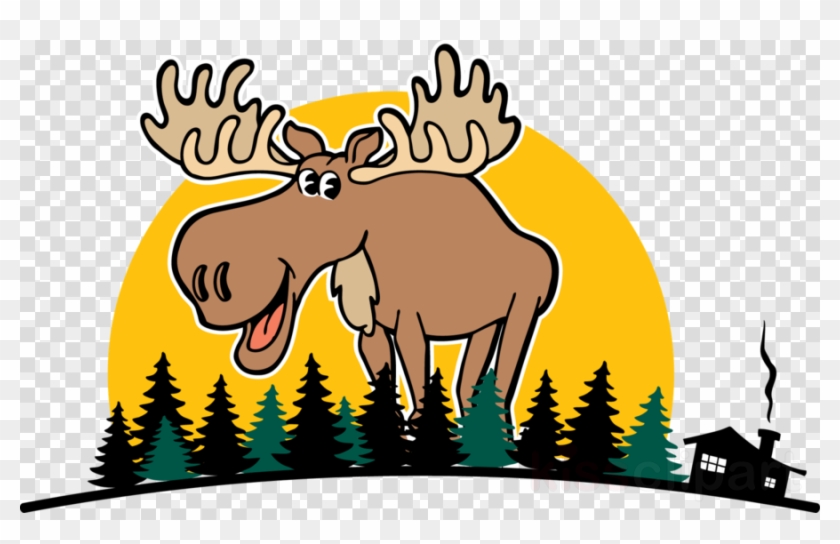 Cartoon Moose Clipart Moose Clip Art - Horseshoe On Blue Background #1453741