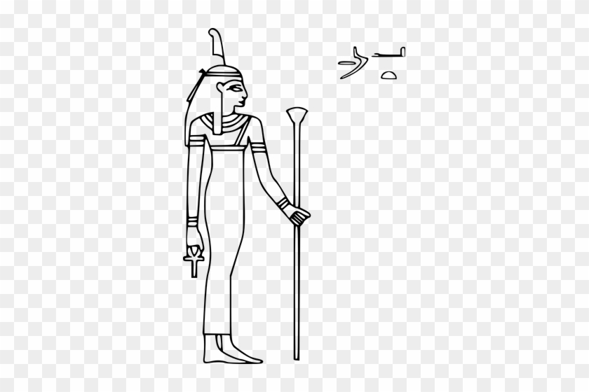 Egypt Hieroglyph Goddess Isis Archaeology - Egyptian God Isis Black And White #1453922