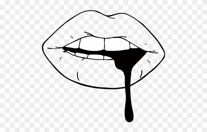 Drawn Tongue Png Transparent - Black And White Lips Transparent #1454188