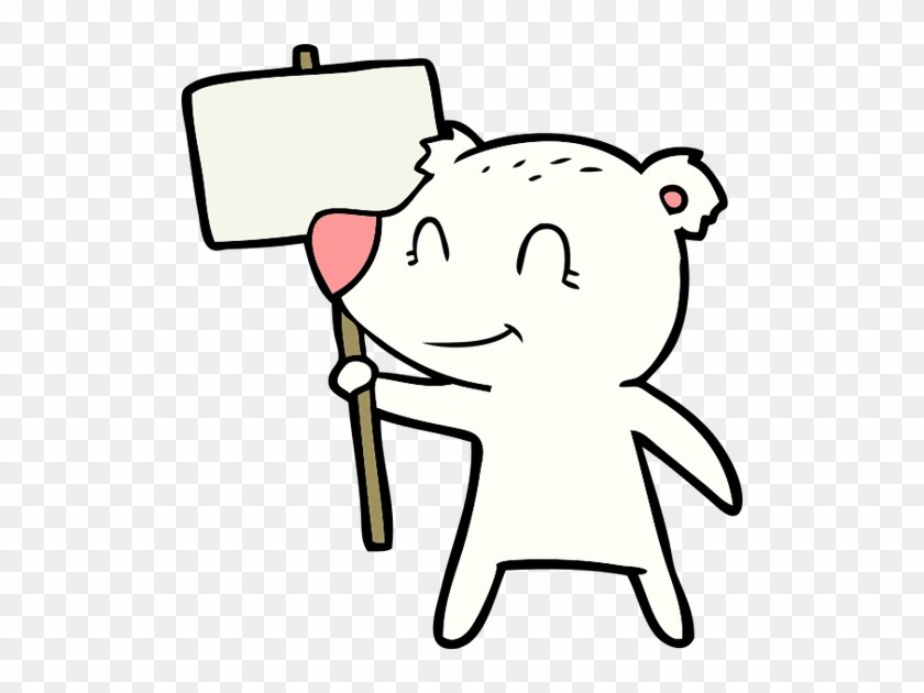 Polar Bear With Protest Sign Cartoon - Protest Cartoon Sign #1454274