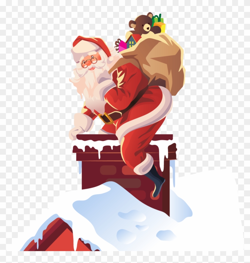 Vector Roof Chimney Clipart Picture Transparent Stock - Papai Noel Na Chaminé Hd #1454414