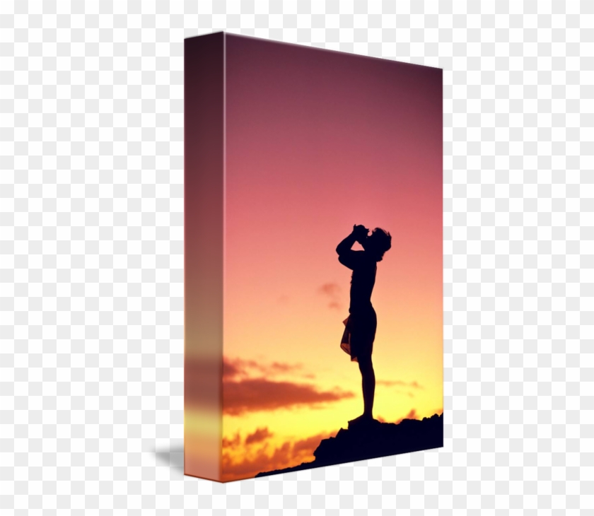 Graphic Royalty Free Download Running Silhouette Sunset - Posterazzi Man Silhouetted At Sunset Conch Shell Blower #1454563