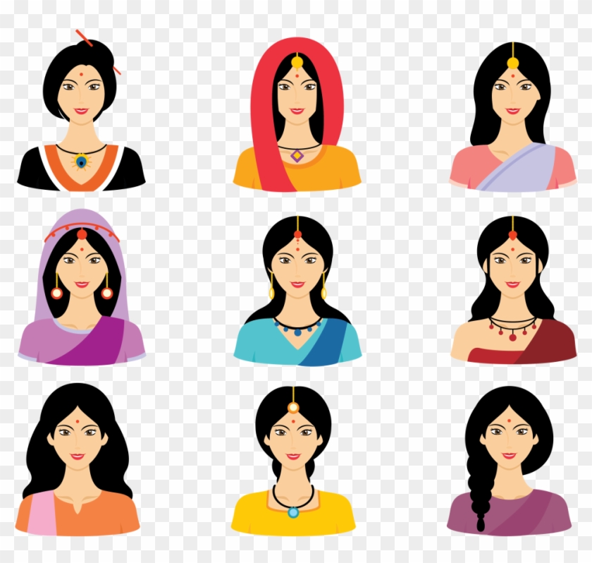 Indian Woman Group Traditional - Indian Women Vector Png #1454722