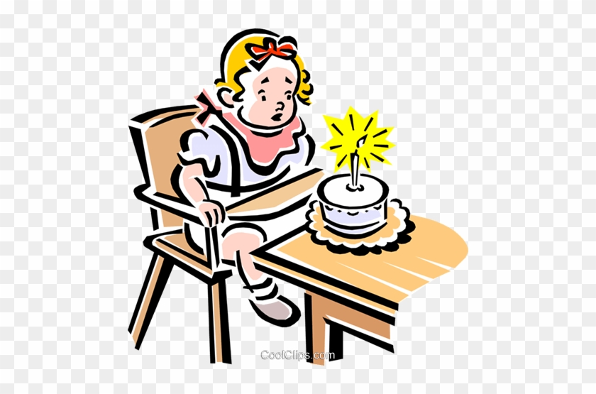 Child Blowing Out Candles On A Cake Royalty Free Vector - Blow Candles Cartoon Png #1455251