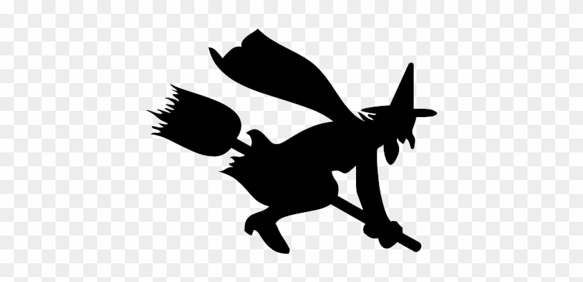 Halloween Witch Png Pic - Witch On Broom Silhouette Clip Art #1455342