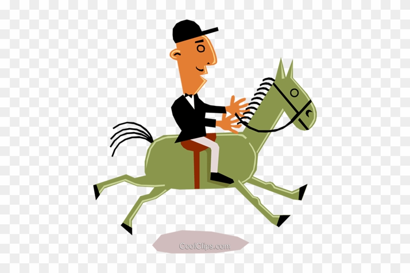 Man On Horseback Royalty Free Vector Clip Art Illustration - Man Riding Horse Cartoon #1456587