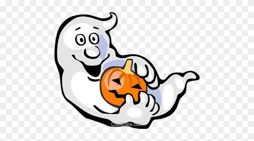 Ghost With Jack O Lantern Royalty Free Vector Clip - Gespenster Clipart #1456613