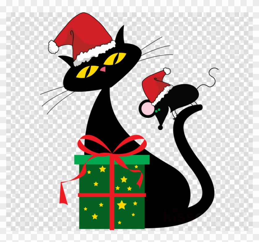 Black Holiday Cat Oval Ornament #1456684