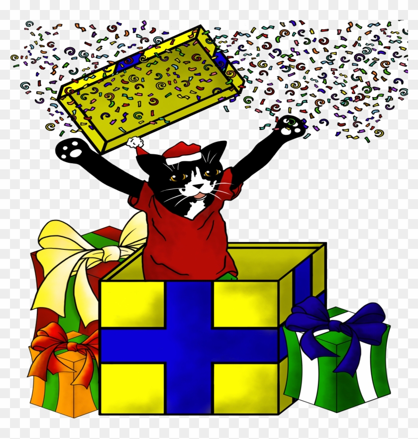 Christmas Present Surprise Cat - Tote Bag Original Chat #1456687