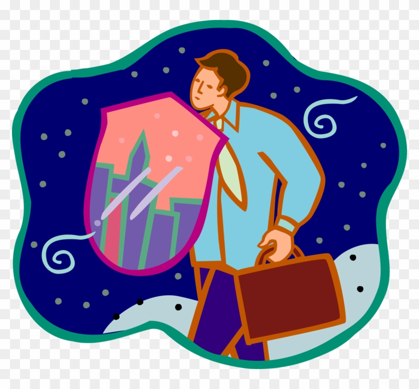 Vector Illustration Of Businessman With Combat Shield - Patent #1456767
