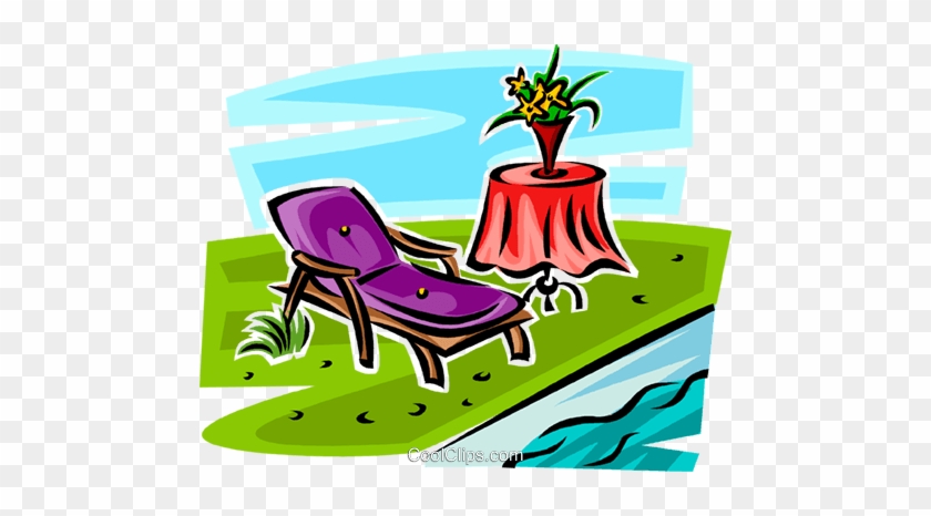 Lawn Chair Beside A Pool Royalty Free Vector Clip Art - Deck #226409