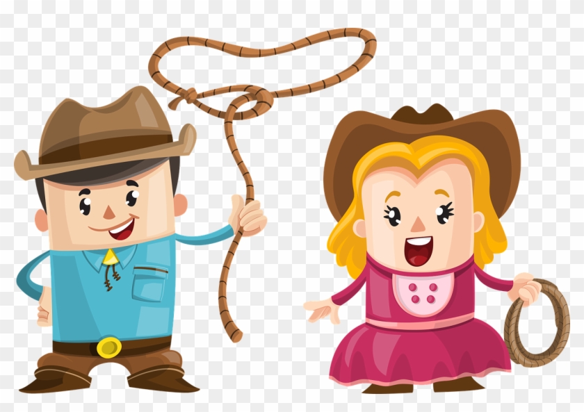 Trinkhalm Figuren - Cartoon Cowboy And Girl #228342