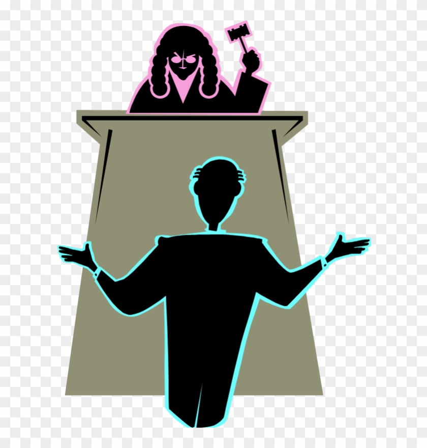 Judge Looking Down At Defendant With A Stern Expression - Judge And Defendant Clipart #228866