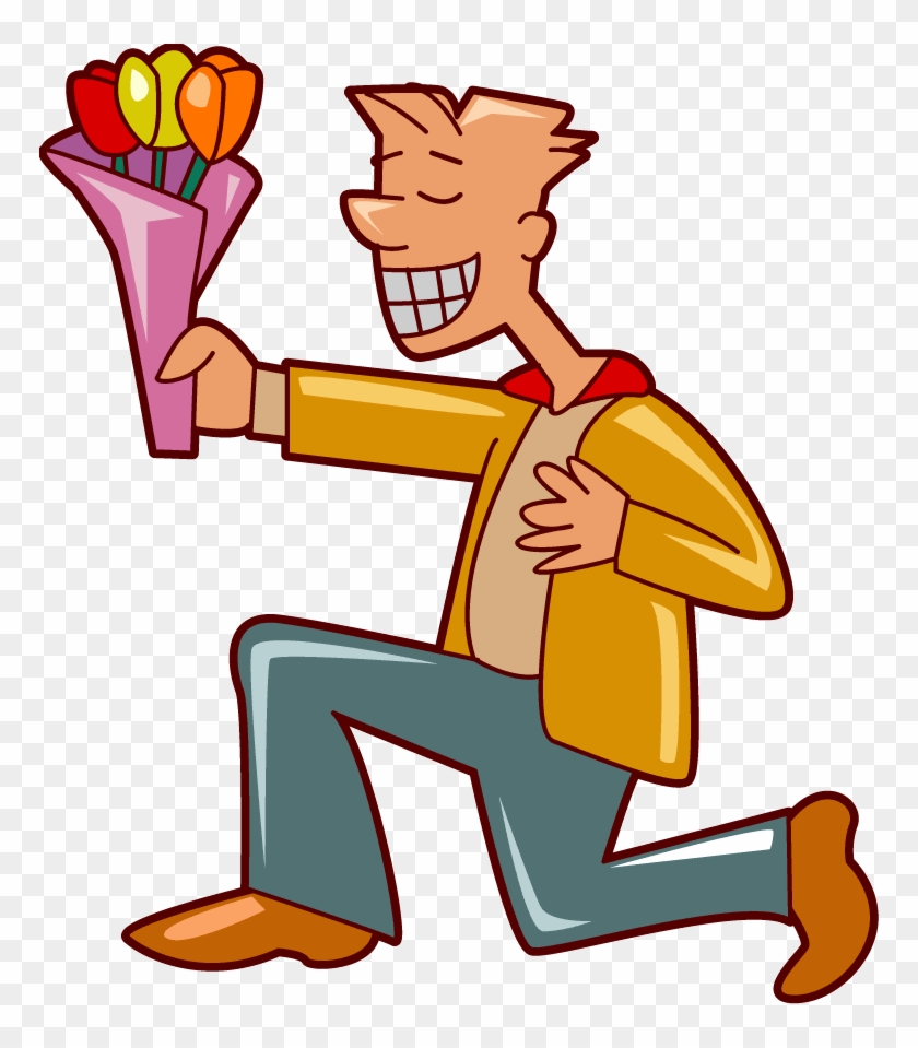 Pin Gift Basket Clip Art Free - Clipart Man With Flowers #230446