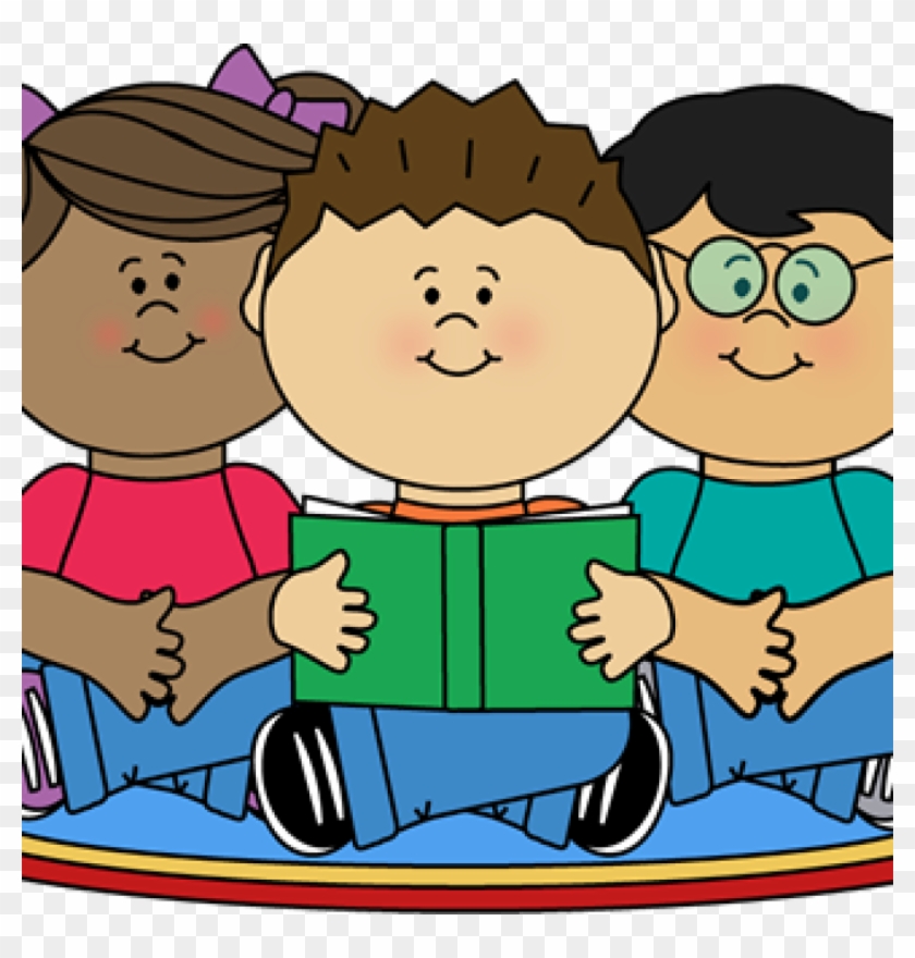 Reading Clipart Image Of School Children Reading Clipart - Child Reading Clipart #230883