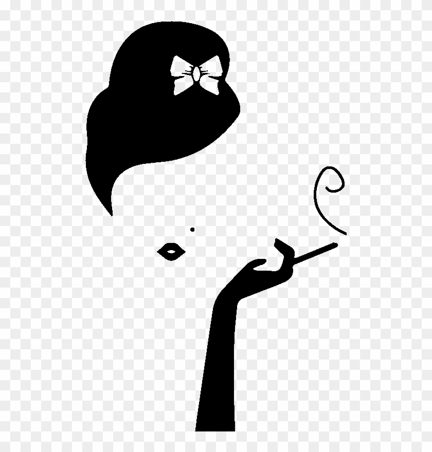 Sticker Femme Sans Visage Et Cigarette Ambiance Sticker - Silhouette Visage Femme Png #1457566